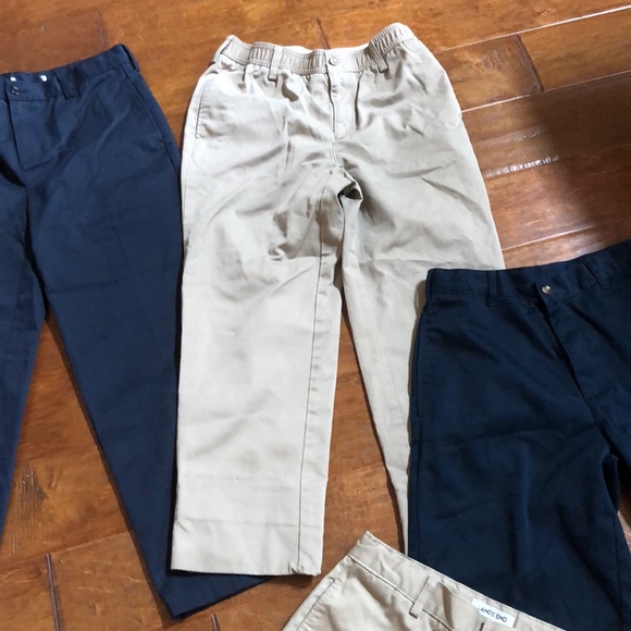 Boys 16 Lands End Chino Pants Shorts Uniform LOT Navy Blue Khaki Tan Chino - Picture 3 of 13